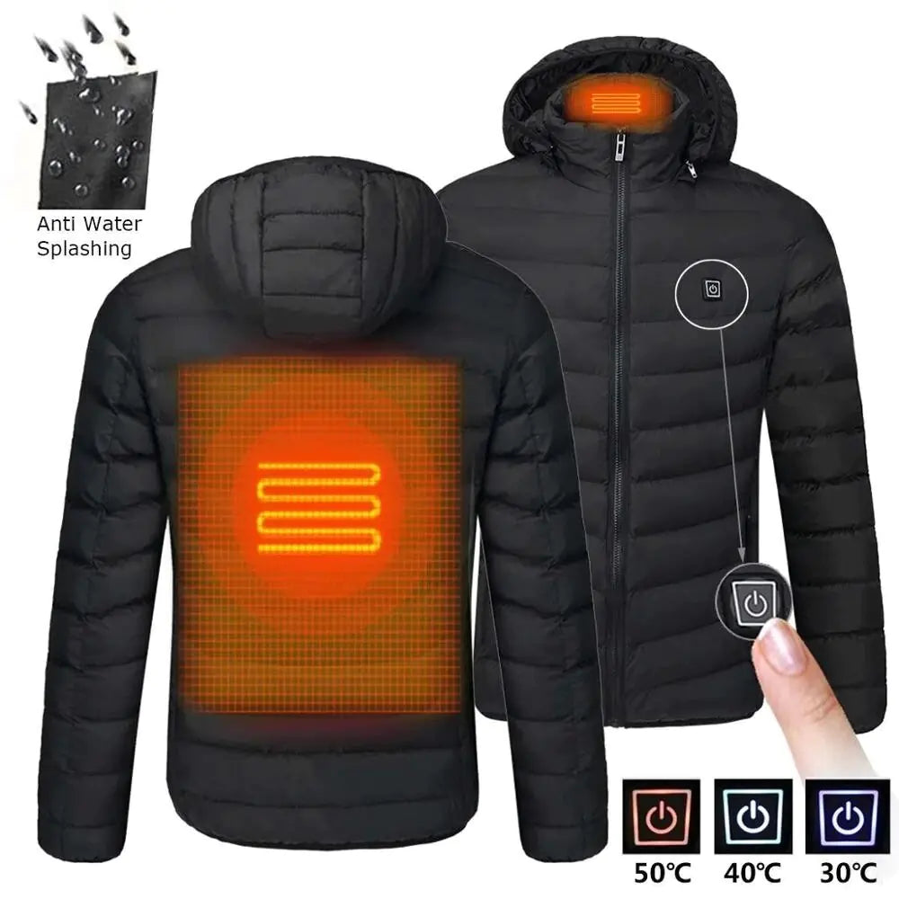 Men Heated Jacket 3 Temperature  USB Rechargeable