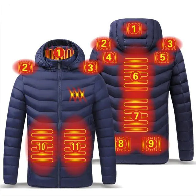 Men Heated Jacket 3 Temperature  USB Rechargeable