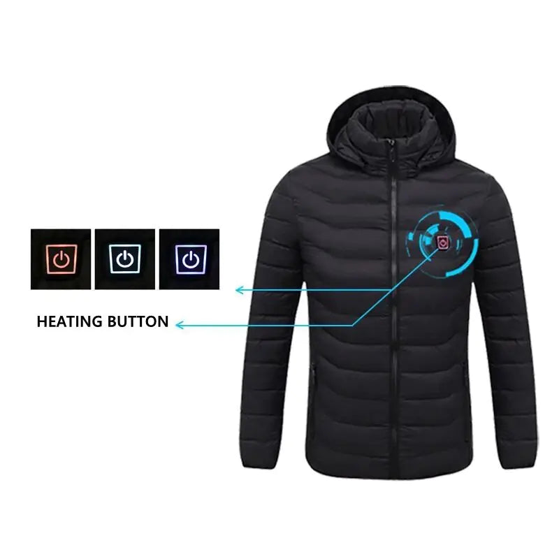 Men Heated Jacket 3 Temperature  USB Rechargeable